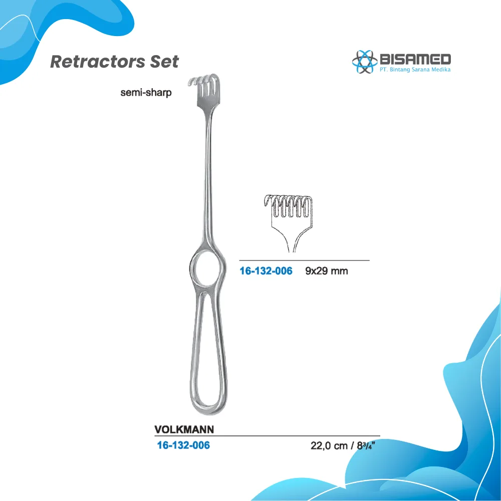 VOLKMANN Retractor semi-sharp 6 prong 22,0 cm