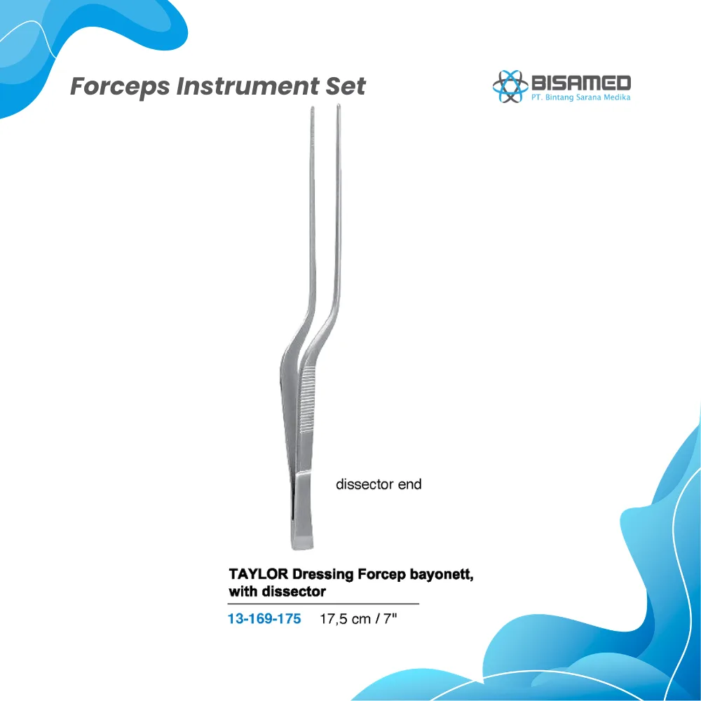 TAYLOR Dressing Forcep bayonett,with dissector 17,5 cm
