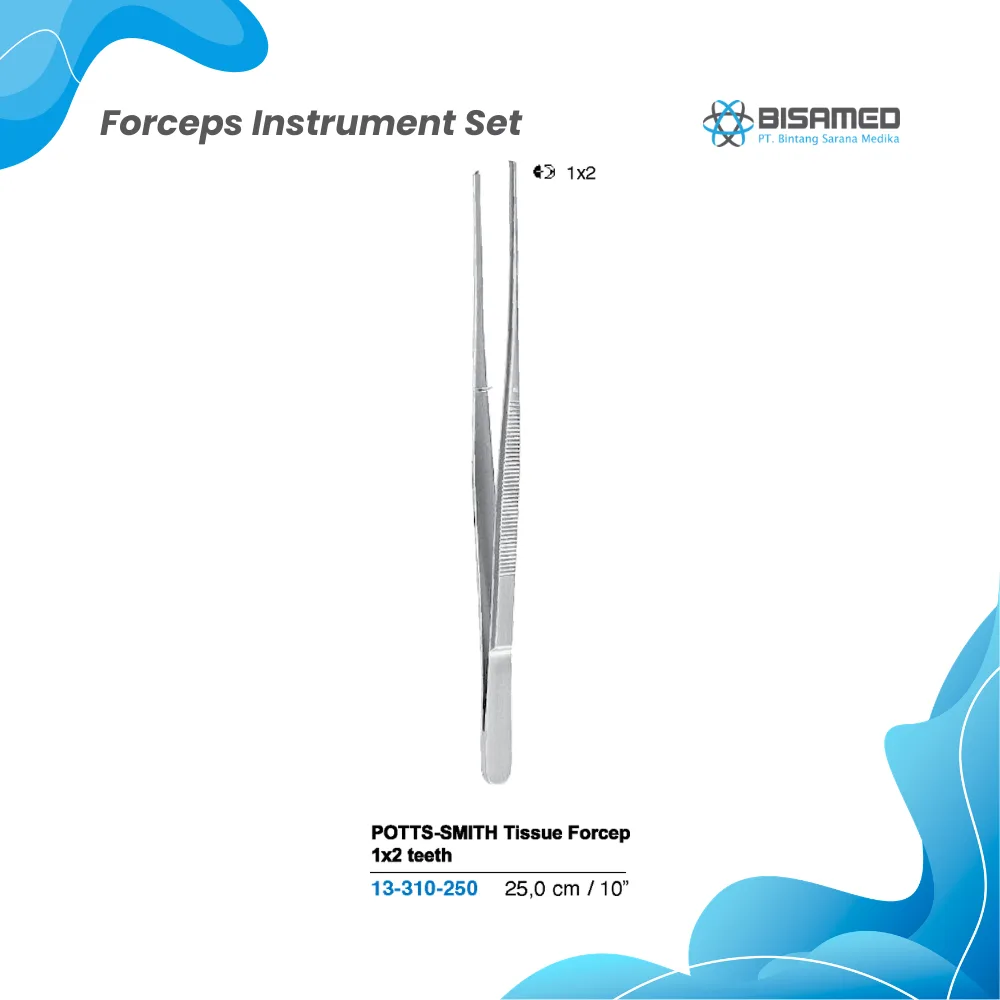 BISAMED POTTS-SMITH Tissue Forcep 1x2 teeth 25 cm