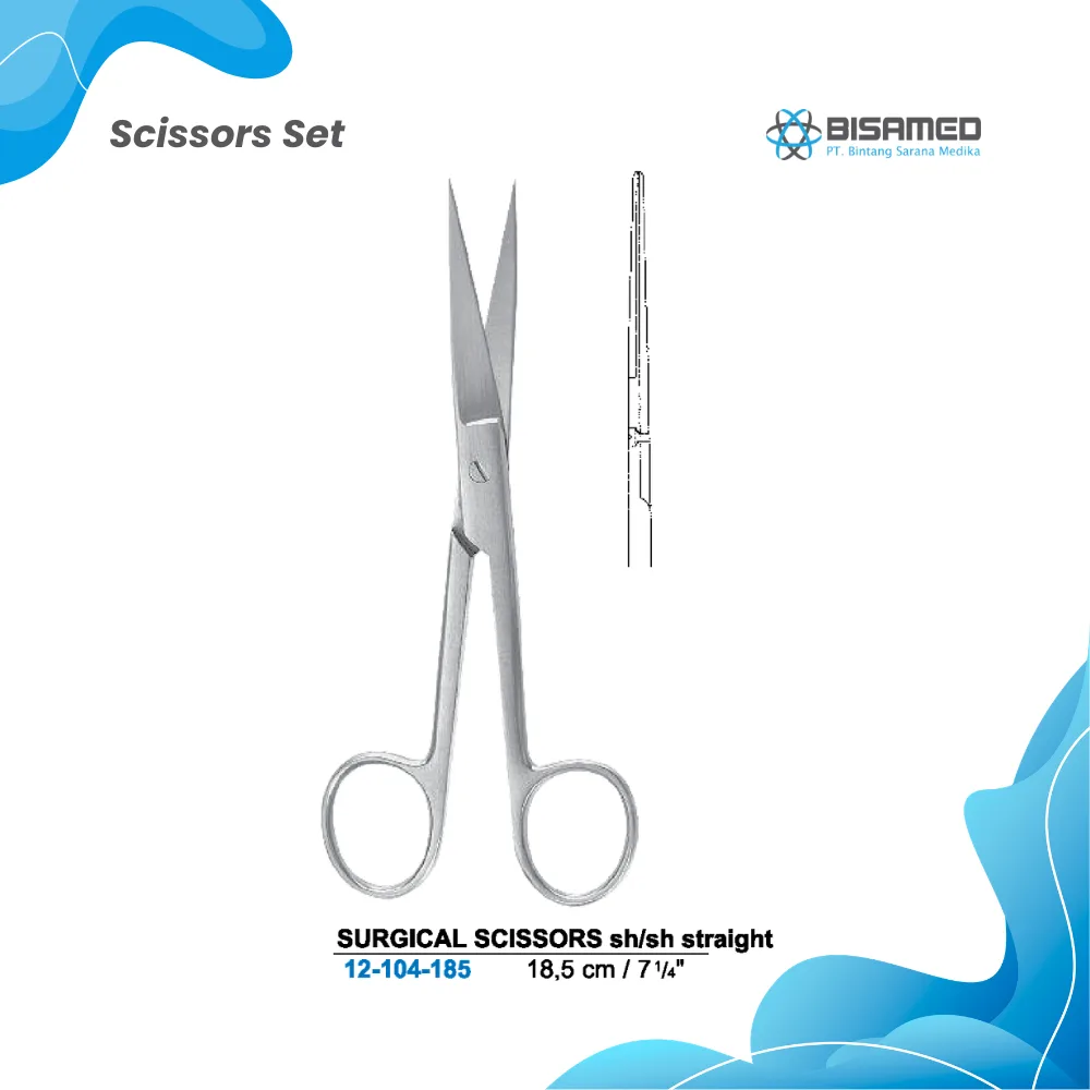 SURGICAL SCISSORS sh/sh straight 18,5 cm