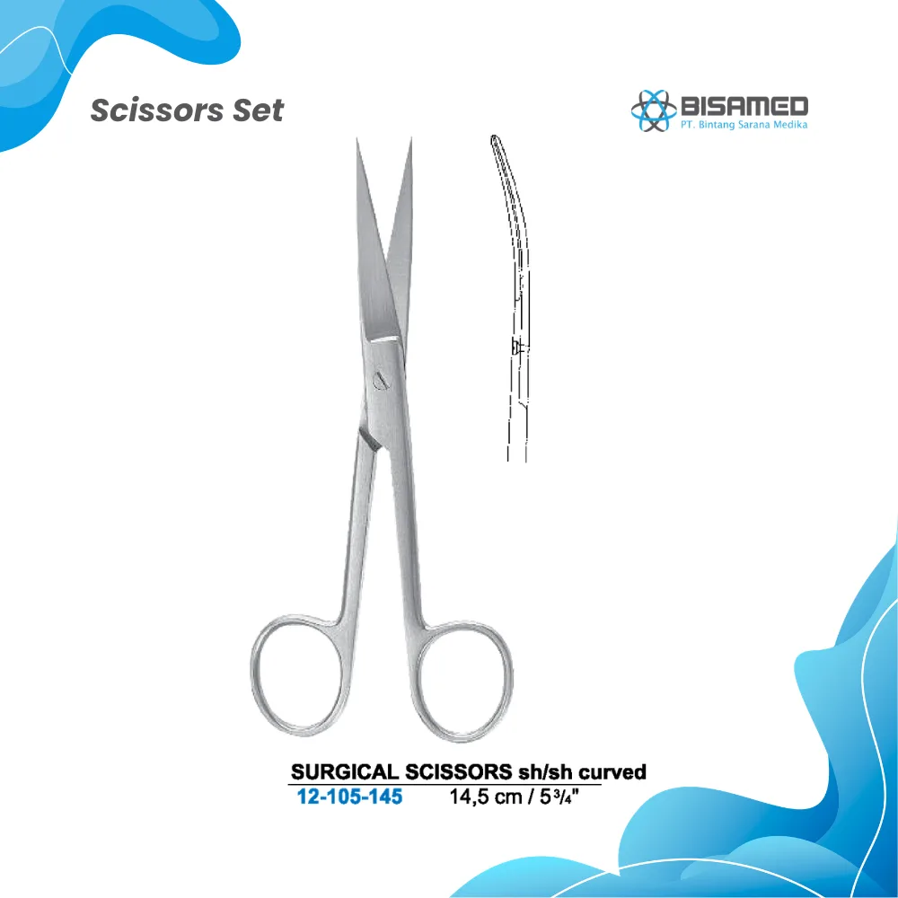 SURGICAL SCISSORS sh/sh curved 14,5 cm