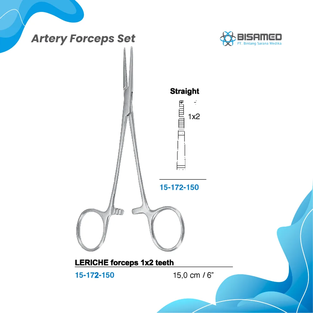 LERICHE forceps straight 1x2 teeth  15 cm