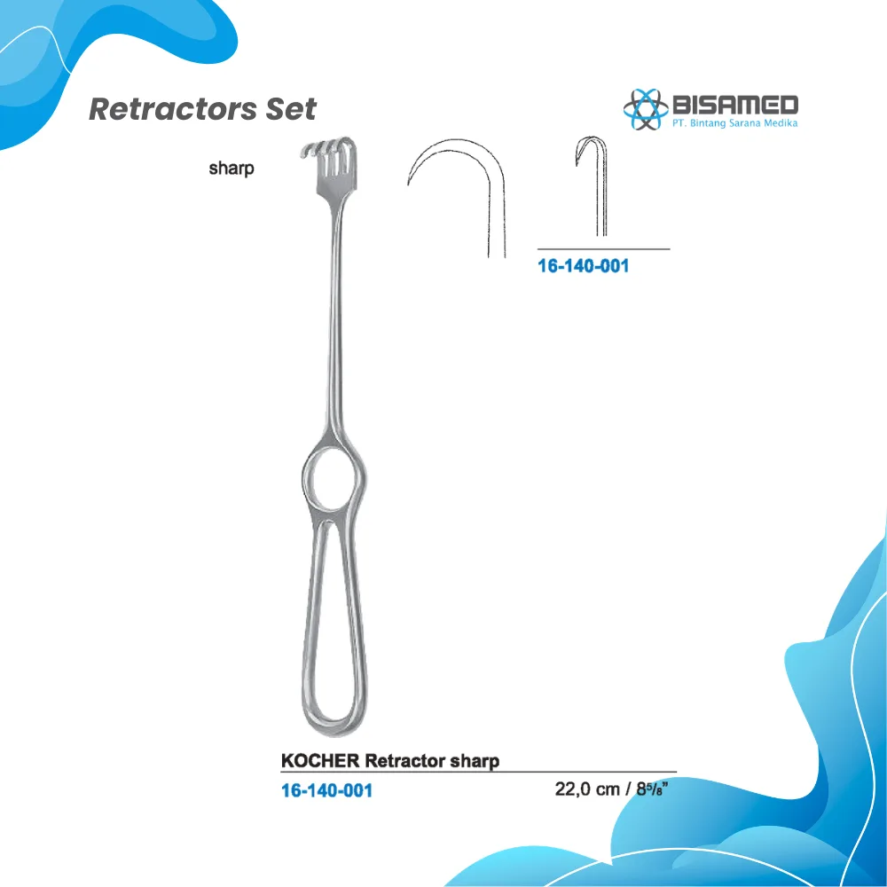 KOCHER Retractor sharp 1 prong 22,0 cm