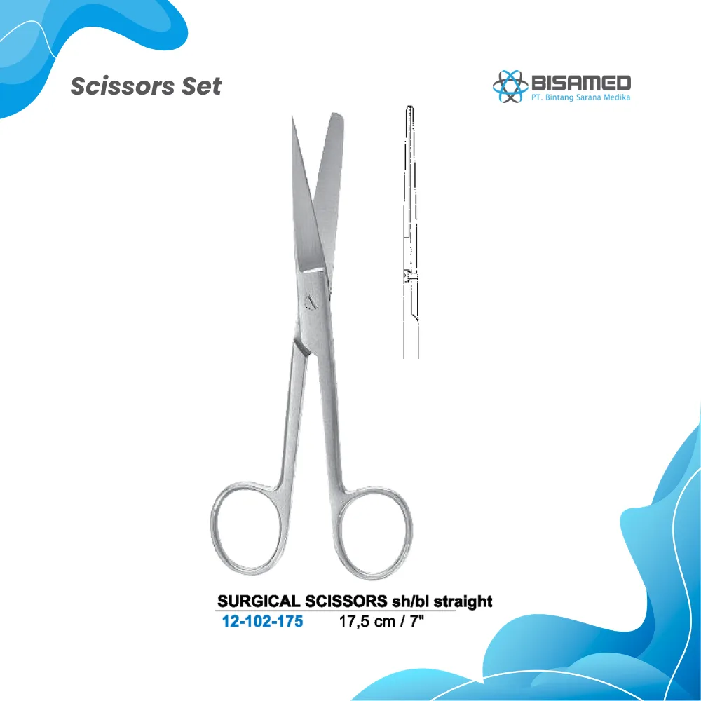 SURGICAL SCISSORS sh/bl straight  17,5 cm